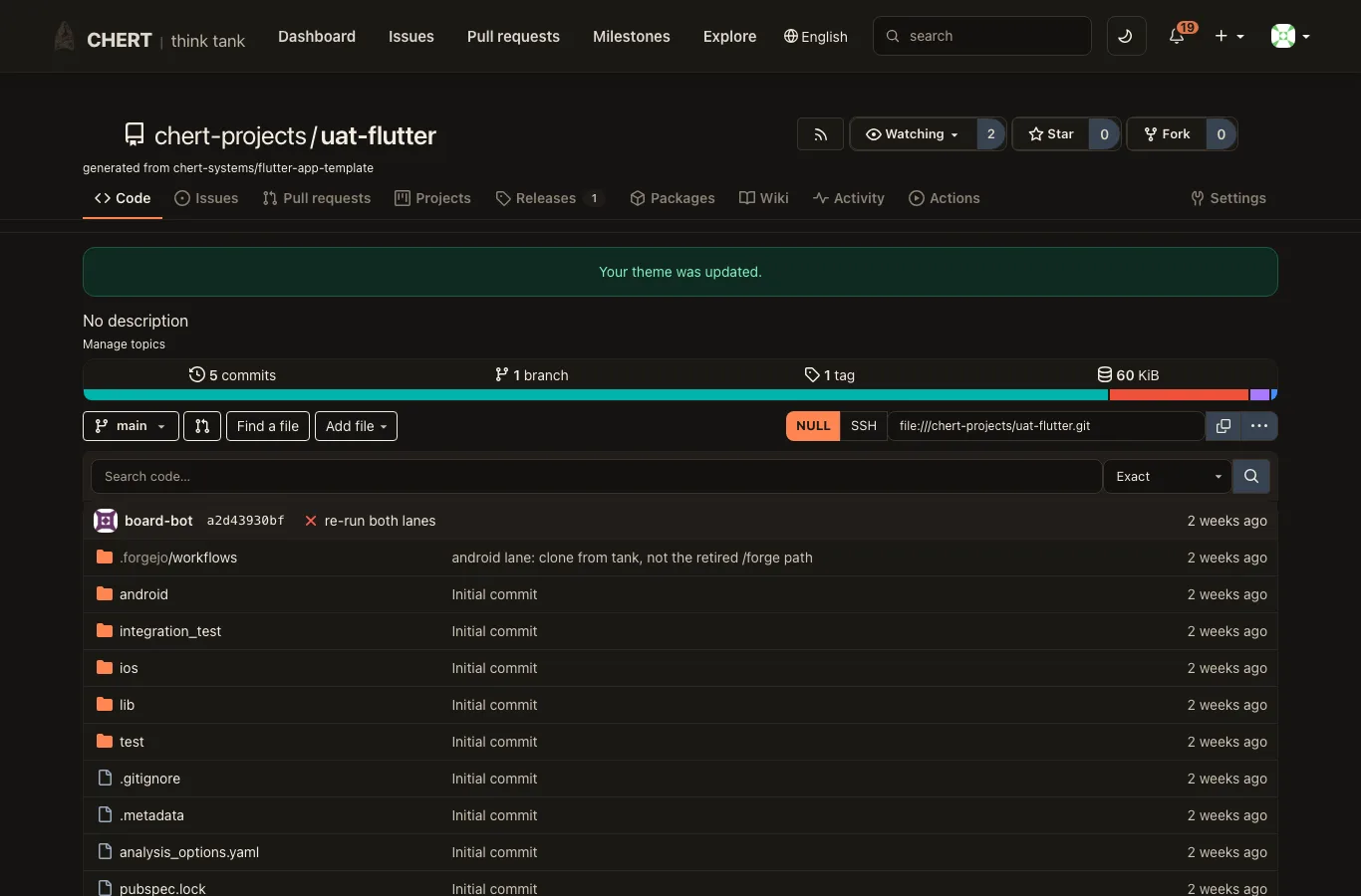 CHERT Tank — a record's repository, dark theme